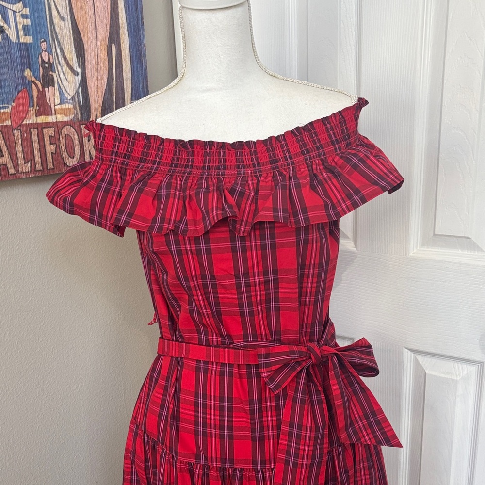 Draper James Red Check Midi Dress - Picture 4 of 5